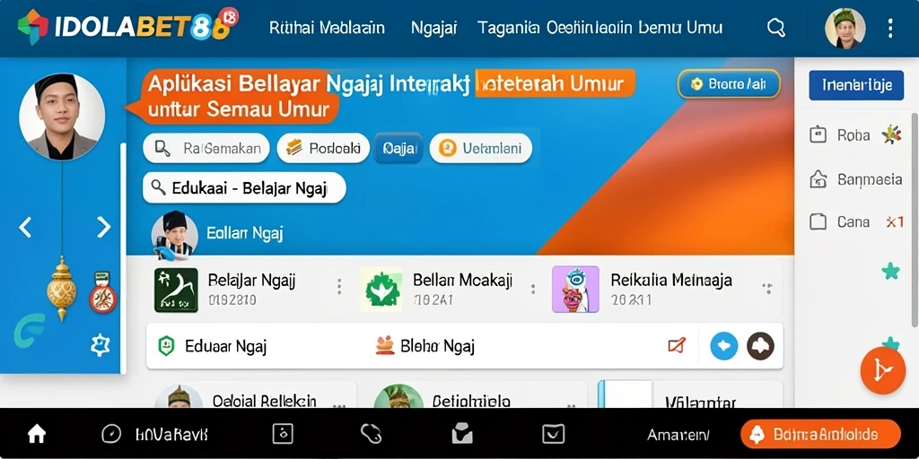 Tampilan antarmuka IDOLABET88 yang modern untuk belajar ngaji.