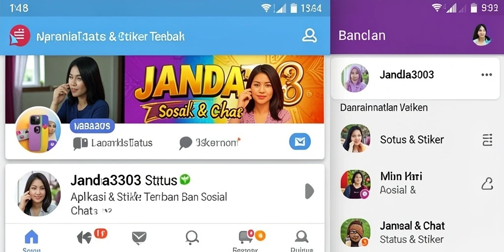 Tampilan antarmuka JANDA303 yang sederhana dan menarik untuk Status & Stiker.