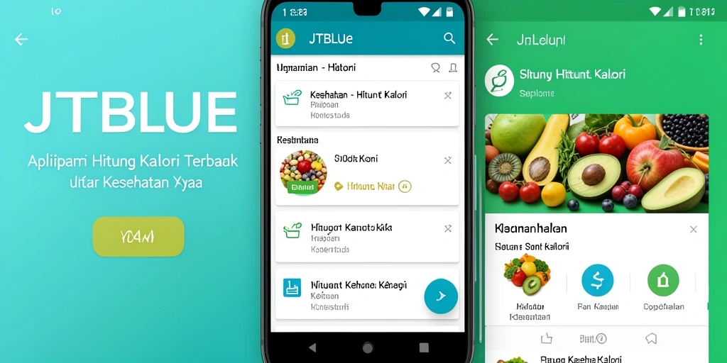 Antarmuka pengguna JTBLUE yang sederhana dan fungsional untuk menghitung kalori.