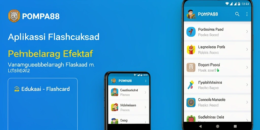 Tampilan antarmuka intuitif aplikasi POMPA88 untuk flashcard.