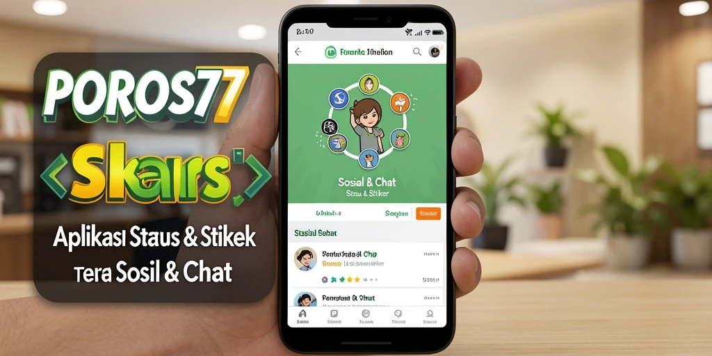 Antarmuka POROS77 menampilkan berbagai stiker yang siap pakai.