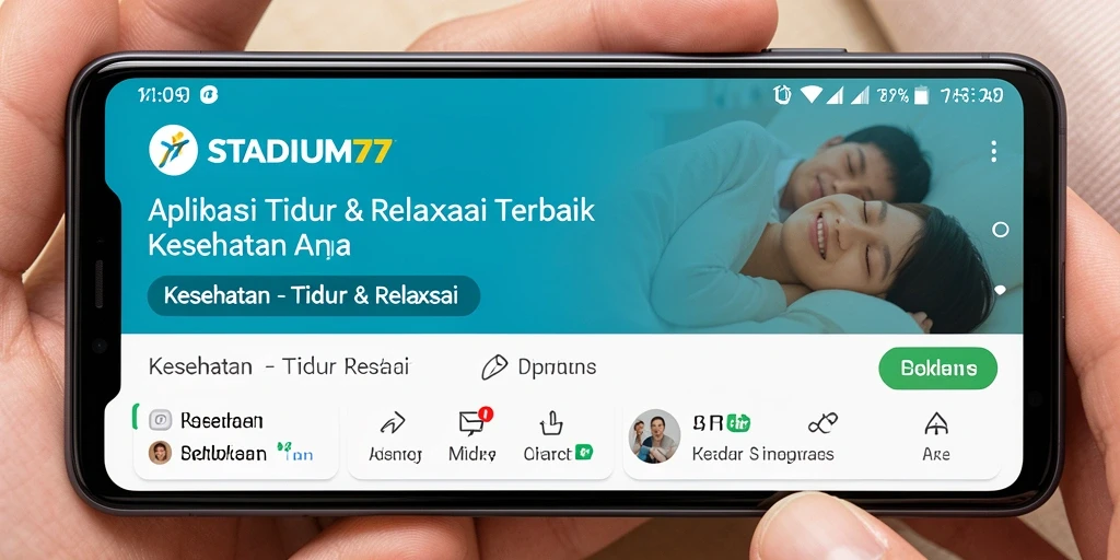 Antarmuka STADIUM77 menampilkan berbagai pilihan suara relaksasi dan alat bantu tidur.
